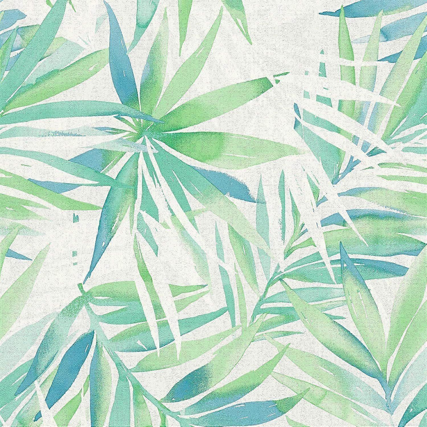 AS Creation Tropical Leaf GreenBlue Wallpaper