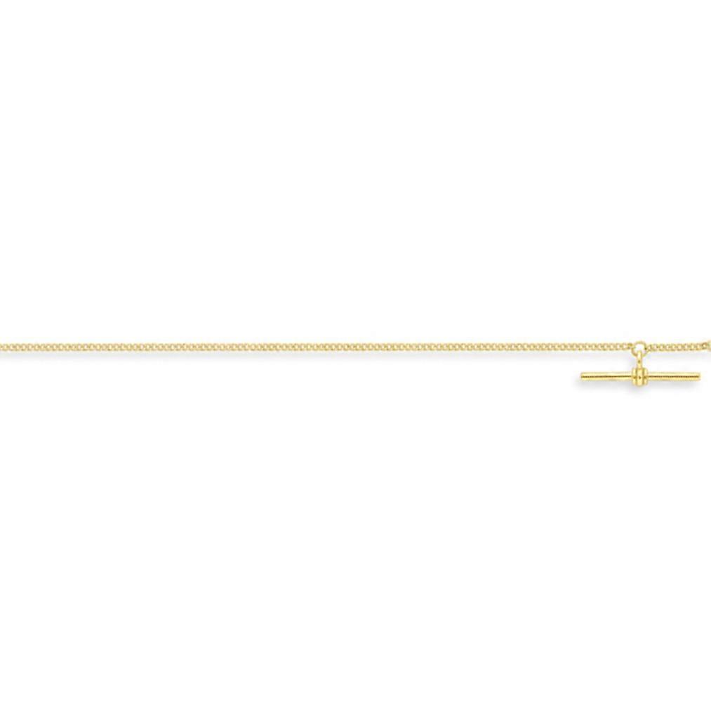 ジュエルコロンドン 9ct イエローゴールド タイトリンクカーブ Tバー ブレスレット 7.25" 18cm