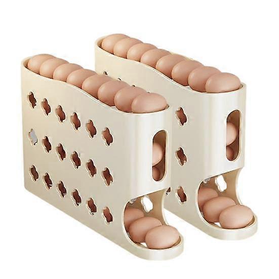 1/2Pcs Egg Storage Box with Protective Railings Deep Grooves Design Large Capacity Auto Rolling Fridge Egg Organizer Egg Rack