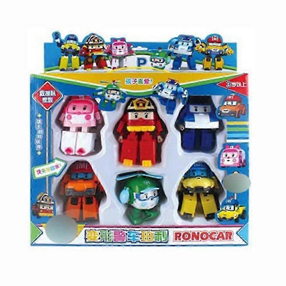 6 In 1 Korealainen animaatio Sarjakuva Robocar Poli Transformation Robot Car Toys Set_lp