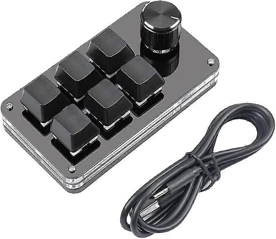 Mini One Handed Mechanical Gaming Keyboard,6 Keys USB Custom Keyboard with Knob,Programmable Shortcut