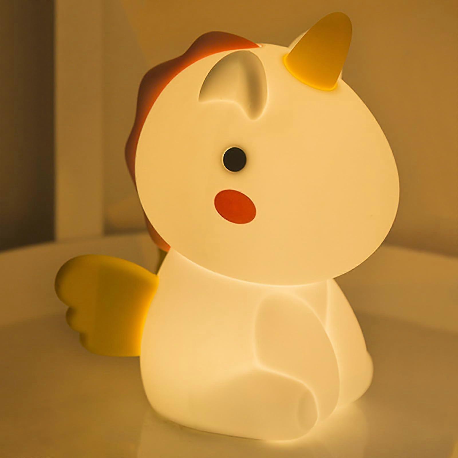 Cute Unicorn Rechargeable Night Light with 7 Colors, 3 Brightness Levels, Soft Silicone, Toddler Sleep Lamp