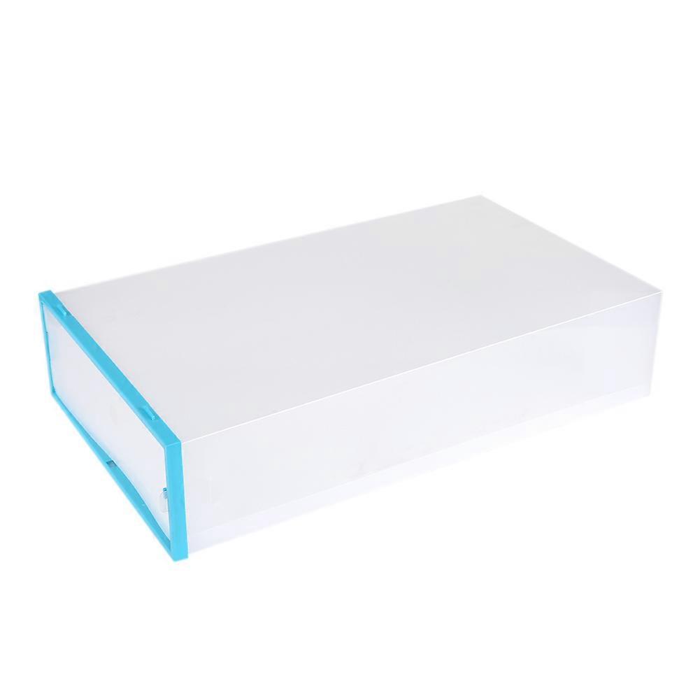 Clear Foldable Thickened Plastic Shoe Storage Box Stackable Case Shoes Organizer Blue