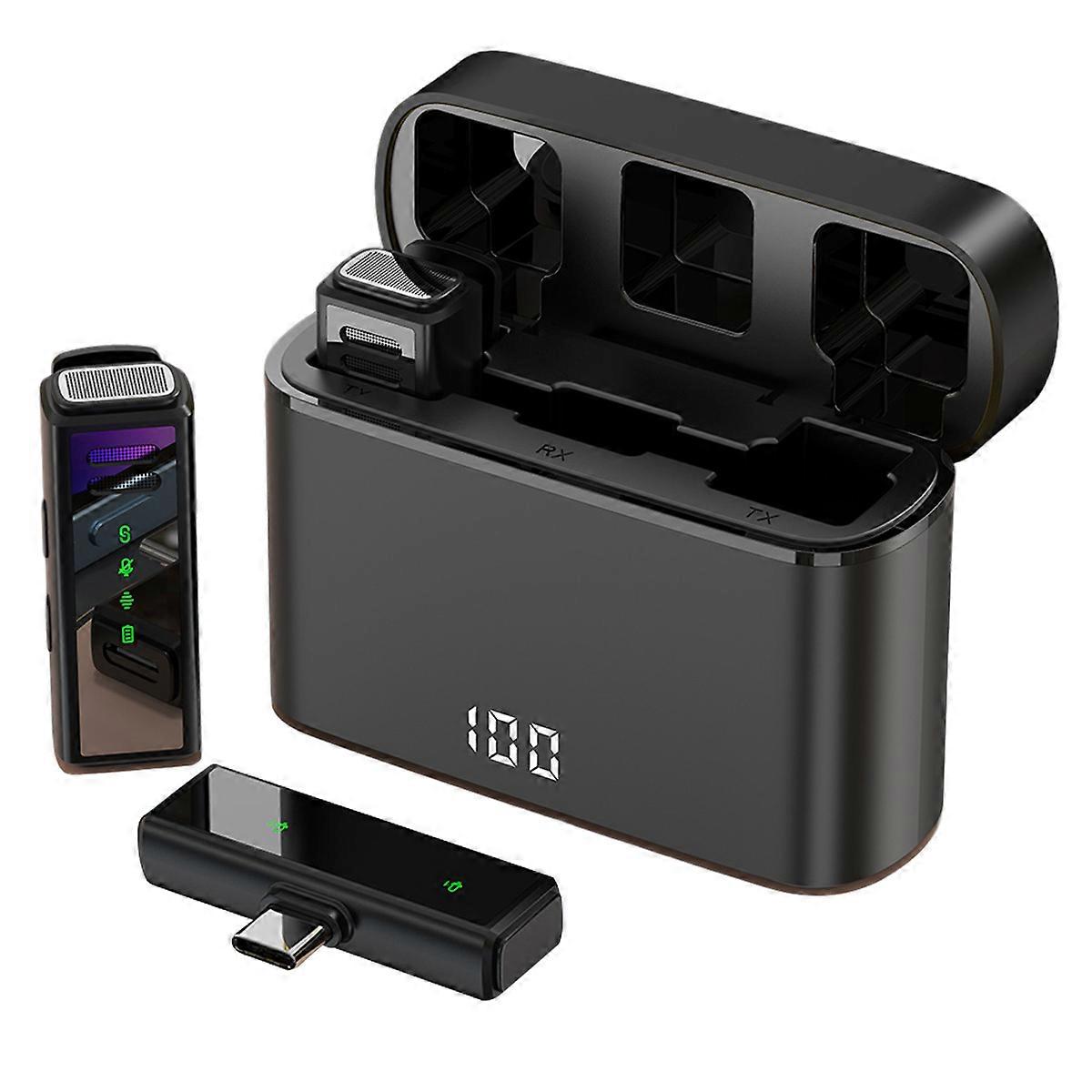 Microfone de lapela Microfone de lapela sem fio compatível com iPhone e Android