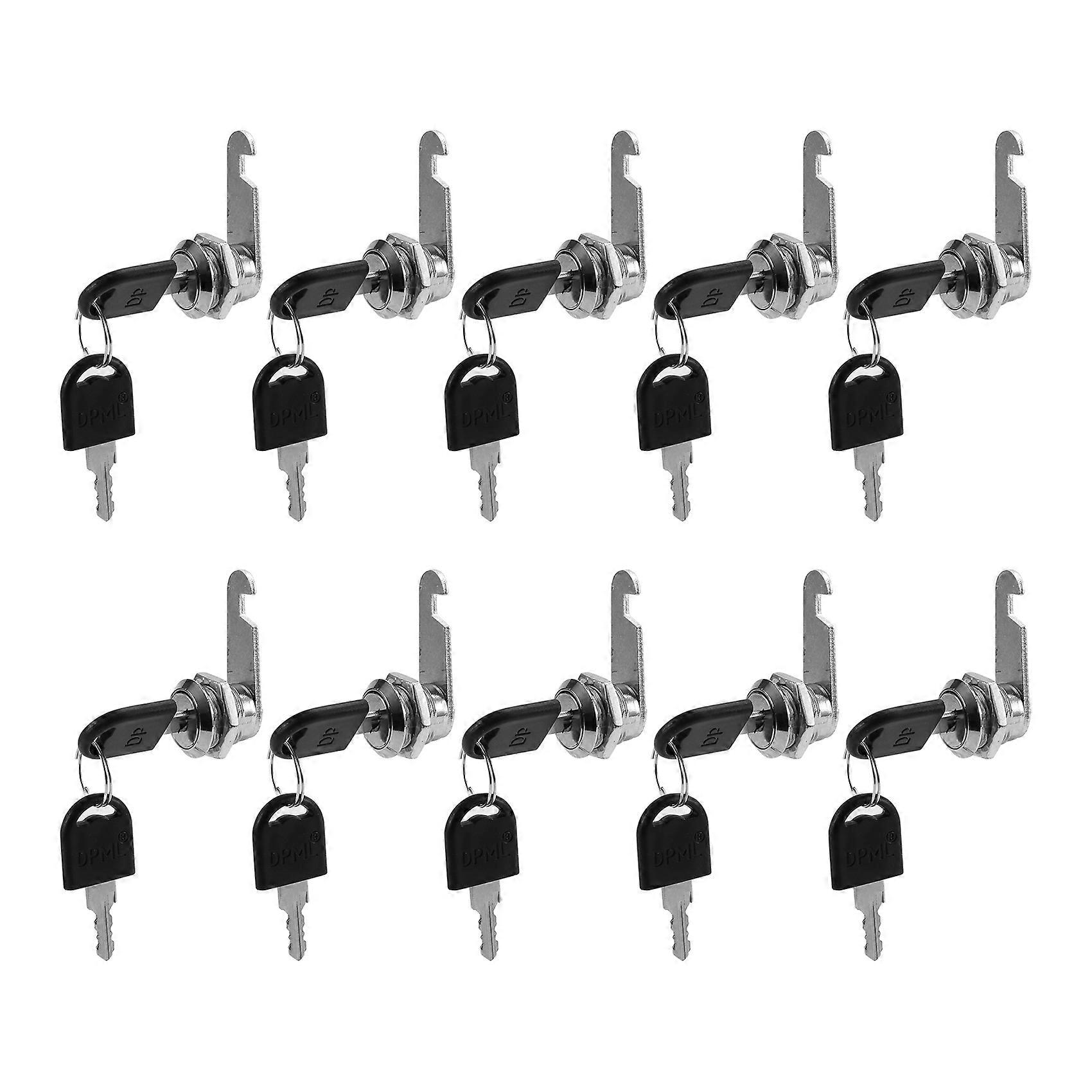 10 Set Security Lock Metal Cylinder Cabinet Locker Cam Lock with Keys
