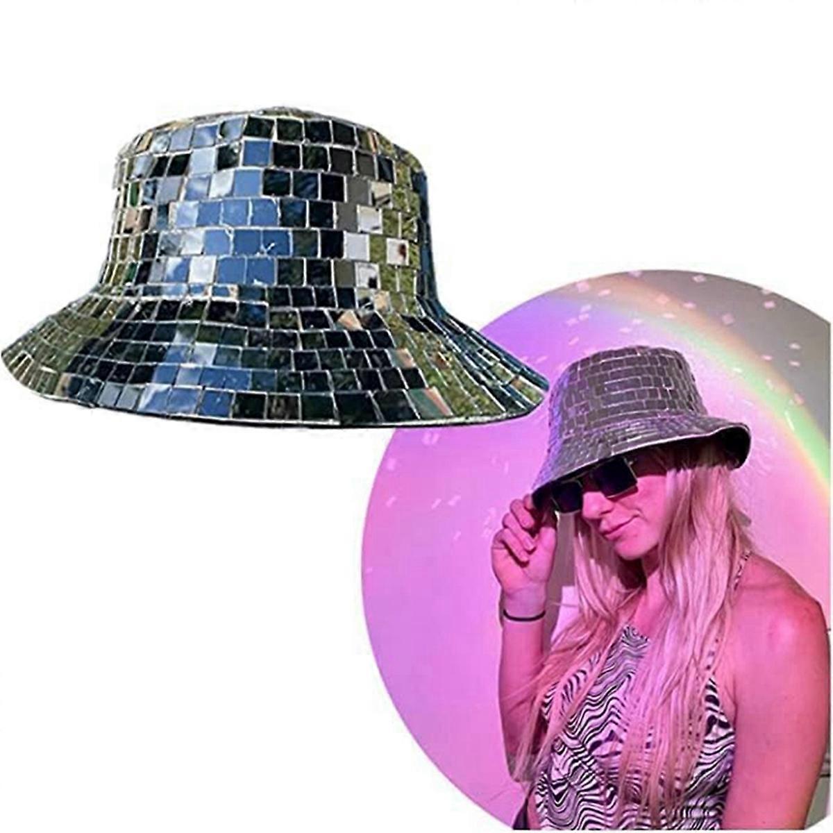 Disco Ball Bucket Hat Sequin Cow Boy Bucket Mirror Sequin Fedora Hat