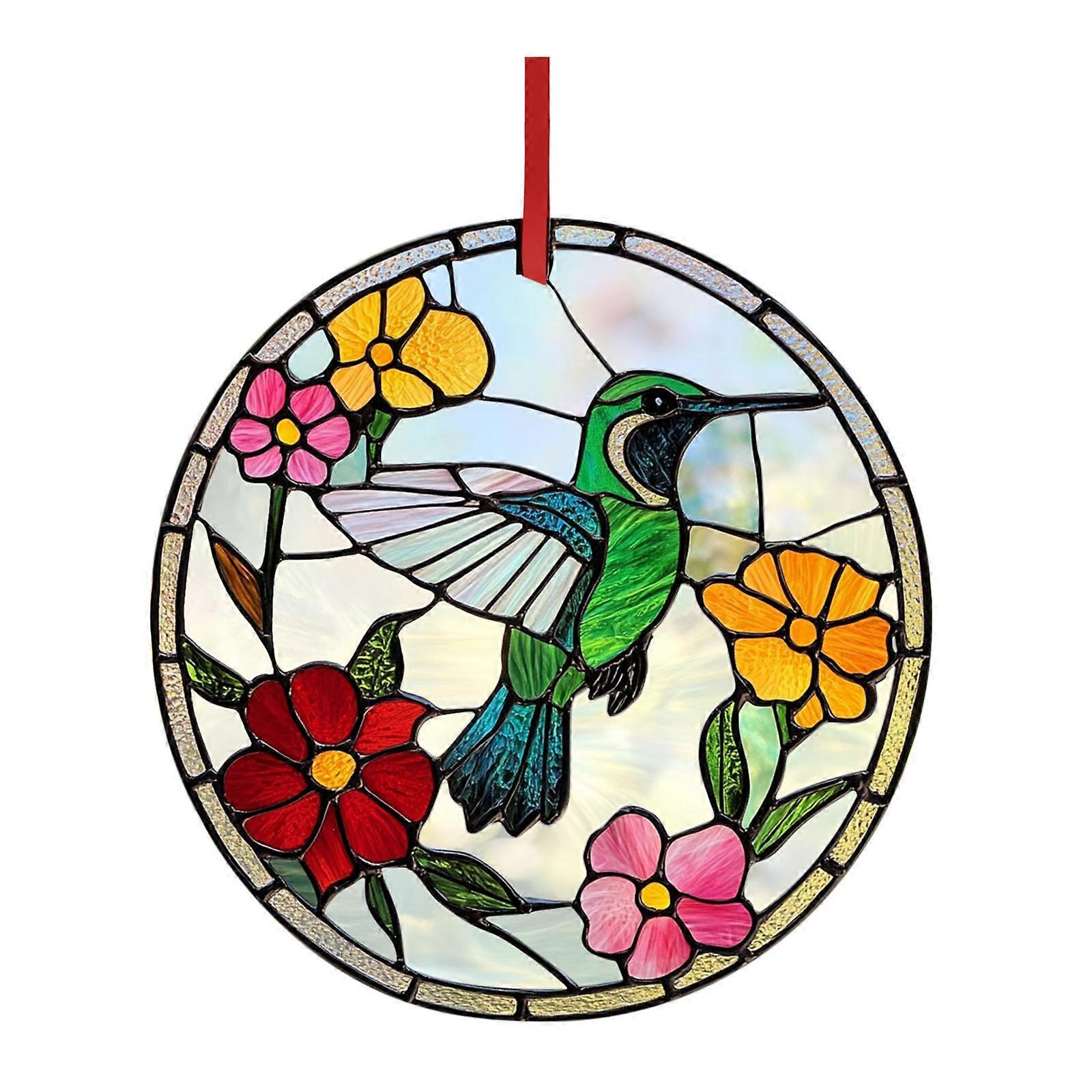 Mère un jour colibri vitrail pendentif