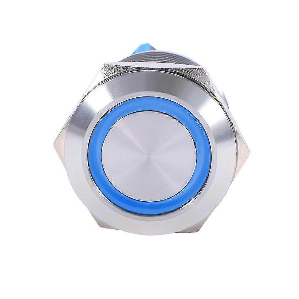 25mm 12V 6 Pins Waterproof Stainless Self-locking Latching Push Button Switch Blue LED