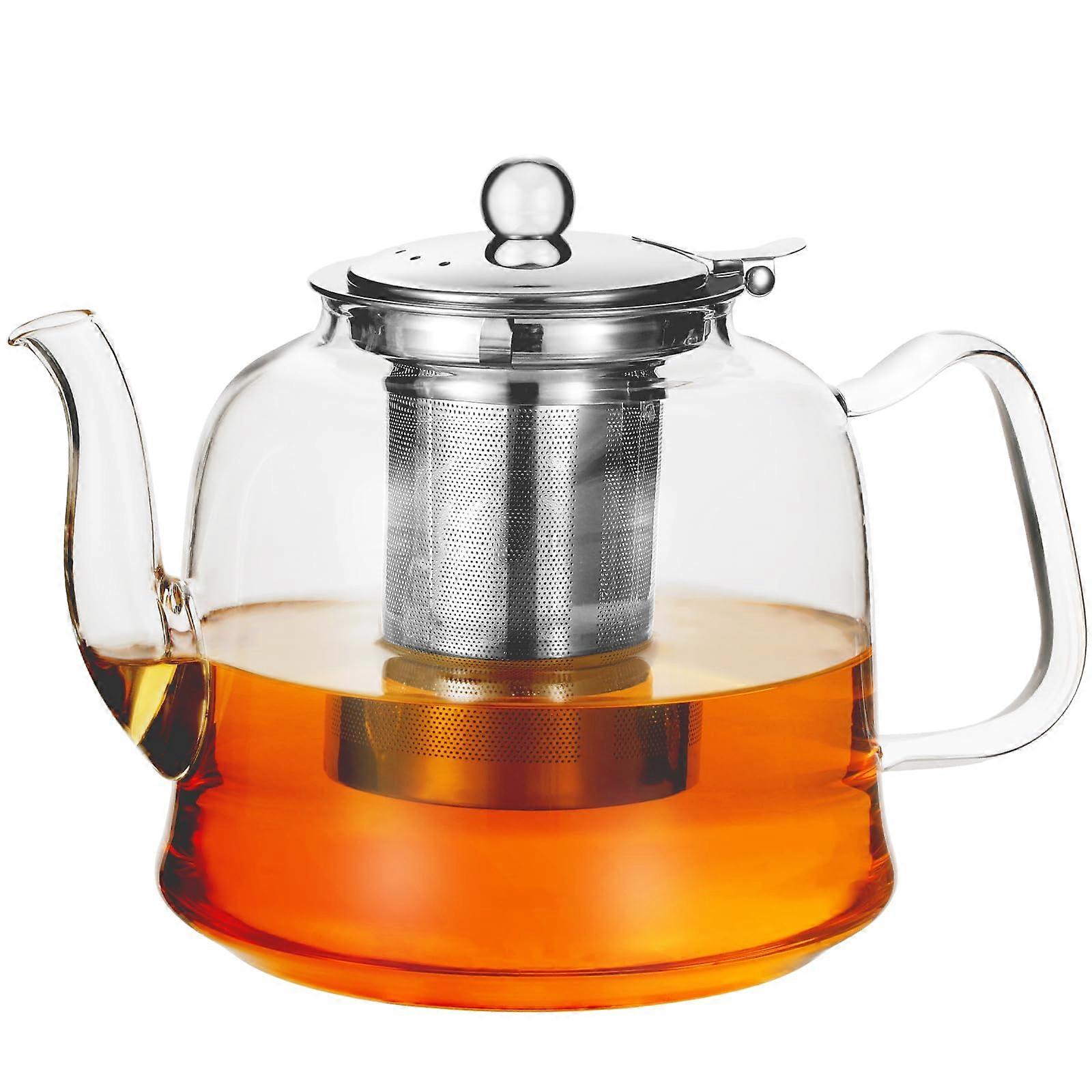 Clear Borosilicate Glass Teapot 47OZ/1400ML for Stovetop and Microwave Use, Durable Heat-Resistant Teapot