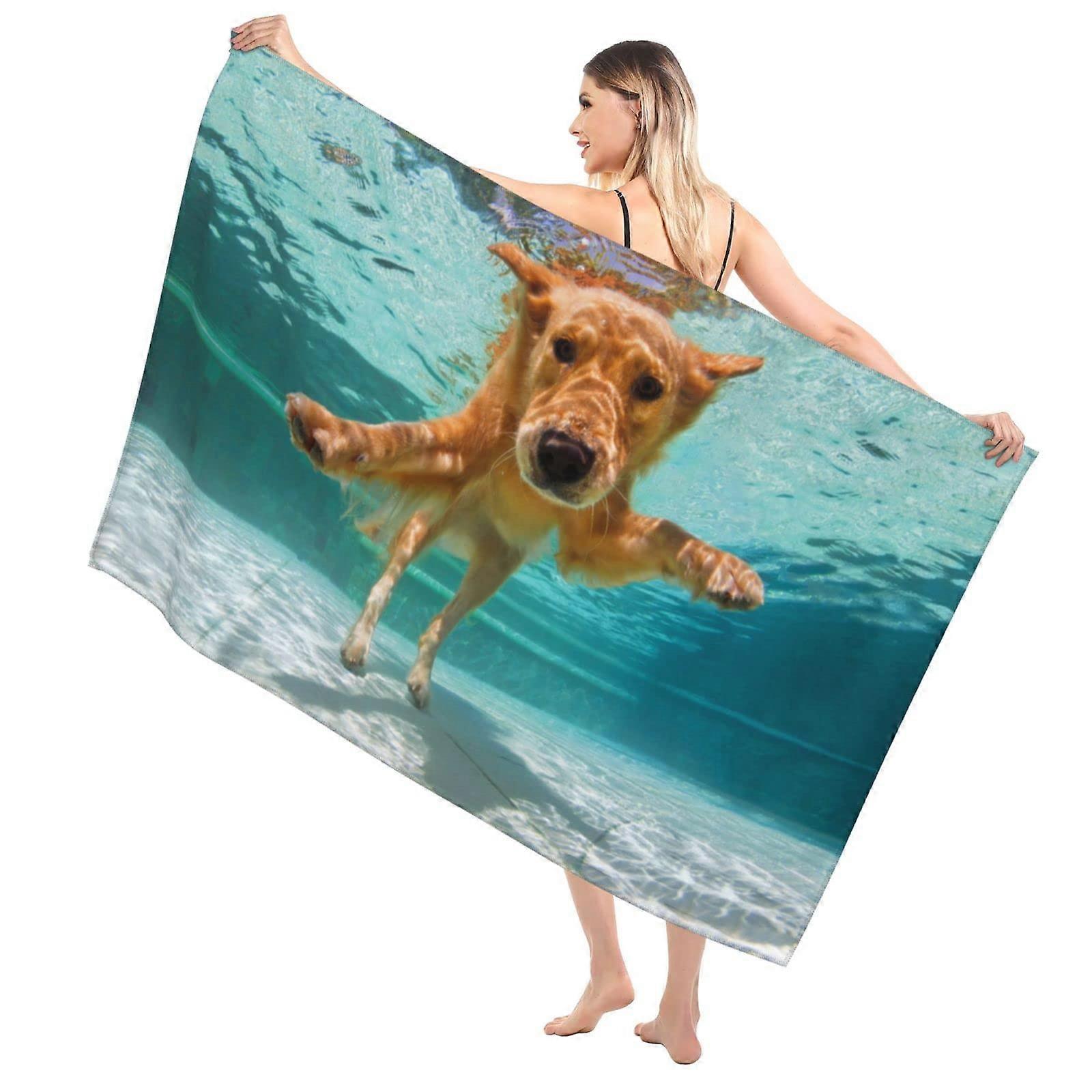 Beach Towel Underwater Dog Towel for Golden Retrievers, Large Fast Drying, Soft Cotton Material, Fun Design