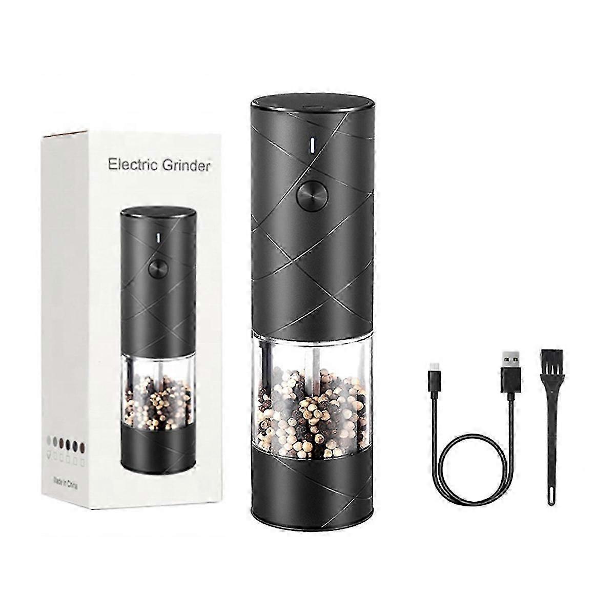 Electric Automatic Mill Pepper and Salt Grinder with LED Light Adjustable Coarseness Spice Grinder C