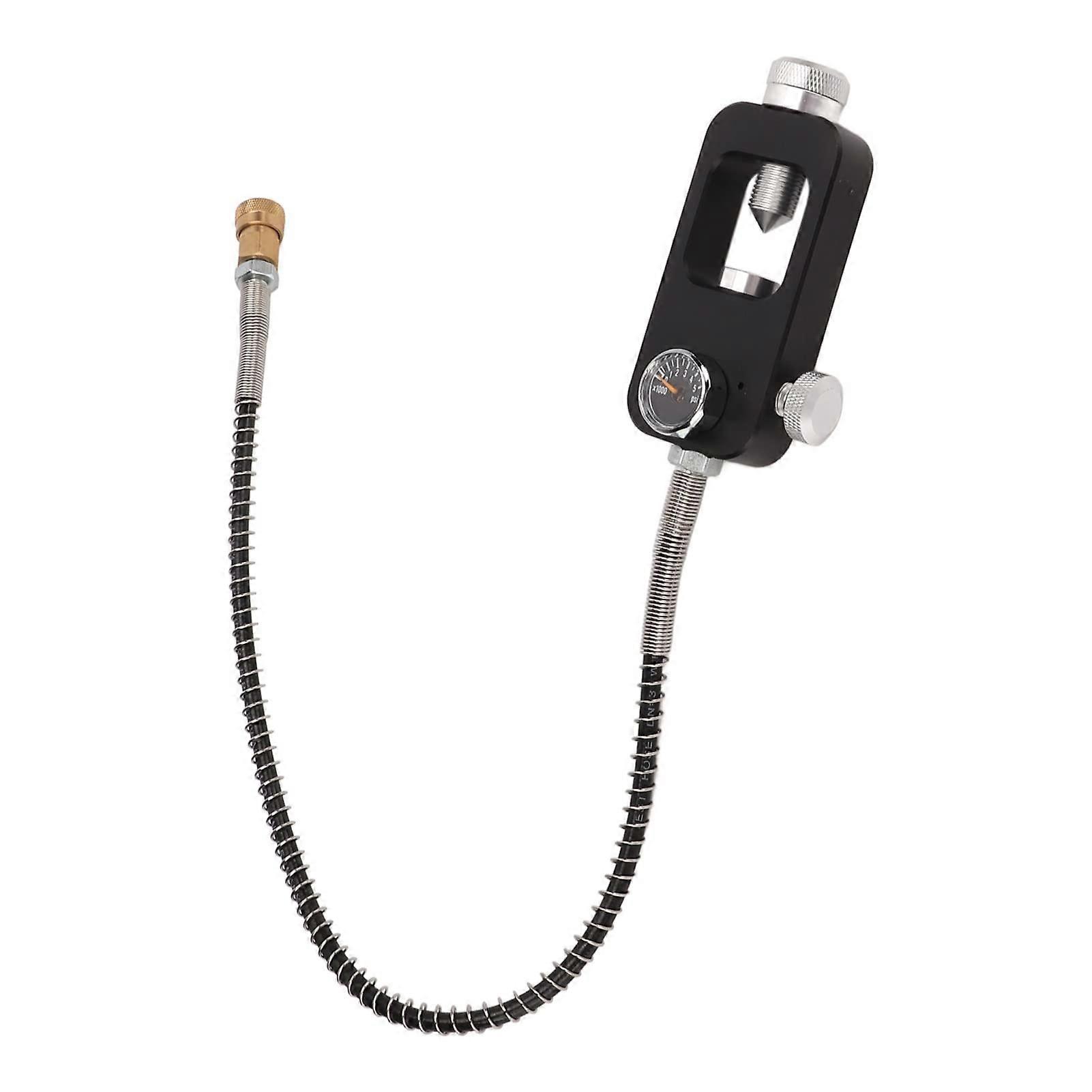 Diving Tank Refill Adapter with Gauge Hose Aluminium Alloy Scuba Fill Station for Easy Air Filling