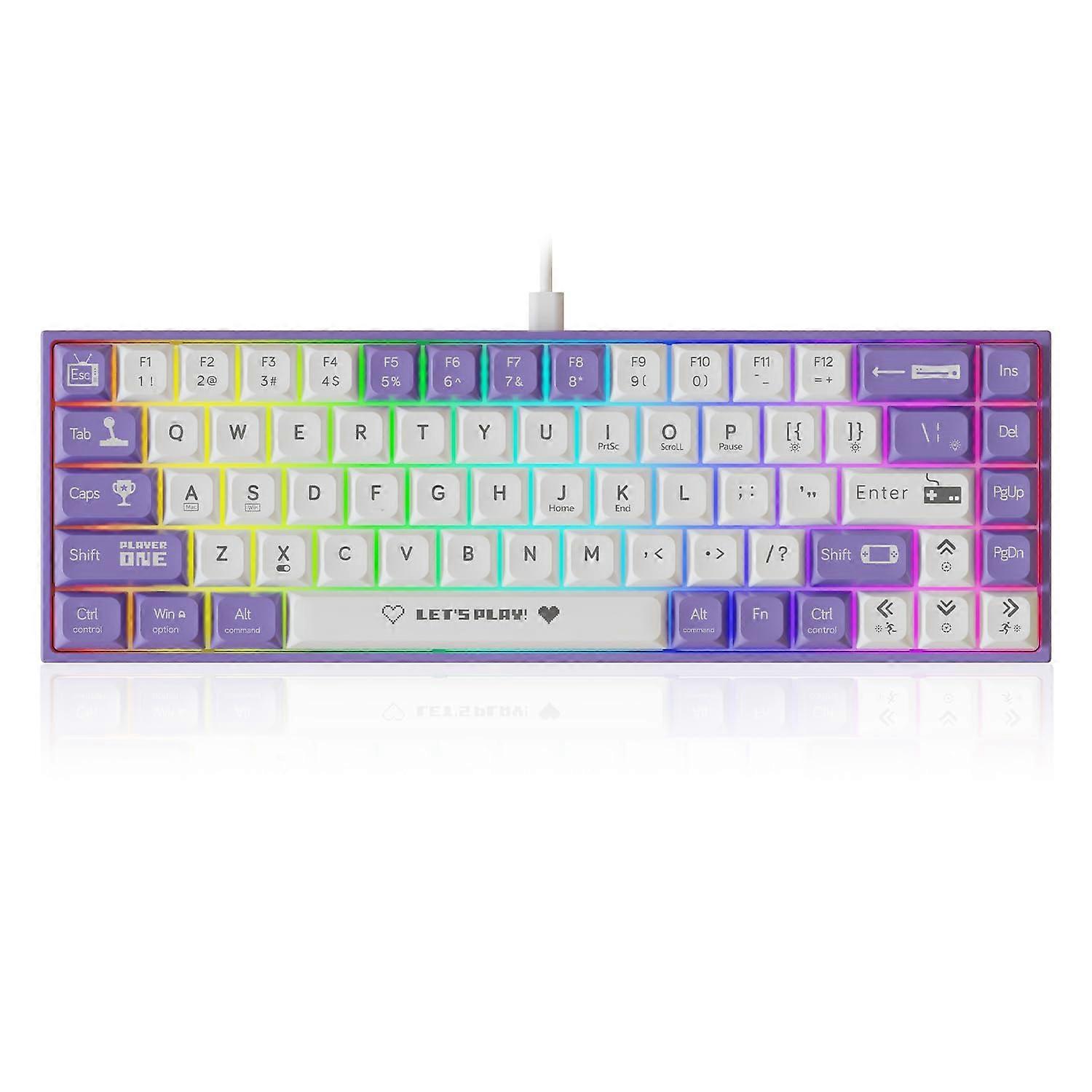 AK680 65% Compact Mechanical Wired Keyboard for Windows PC Gamer, Ergonomic Design, RGB Backlit, Durable Switches