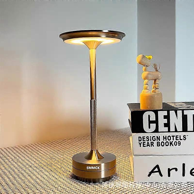 Cordless Table Lamps Rechargeable 5200mAh Battery, Outdoor LED Table Light 3-Color Stepless Dimming With Memory Gold