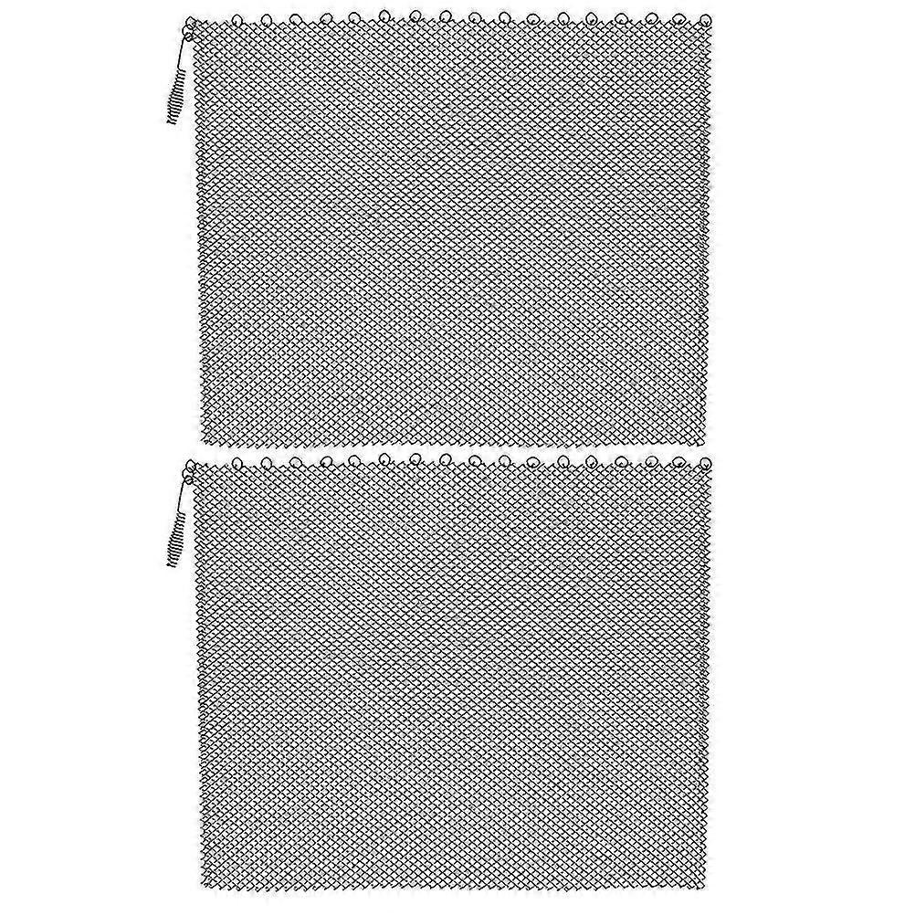 2pcs Fireplace Mesh Screen Curtains - Fireplace Screen Panels with Handles