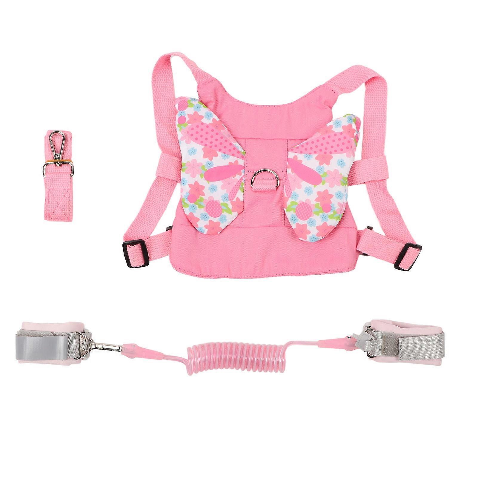 Toddler Leashes with Retractable Wrist Link Pink 1.5M Rope Butterfly Prevent Lost Harness Belt Strap