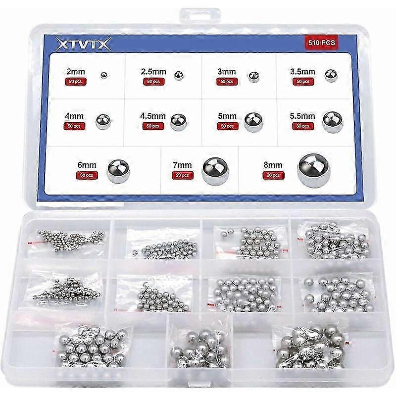 510 יח 'דיוק מוצק פלדת כרום מיסב ערכת מבחר כדורי שילוב 2 מ"מ-8 מ"מ בשימוש באופניים