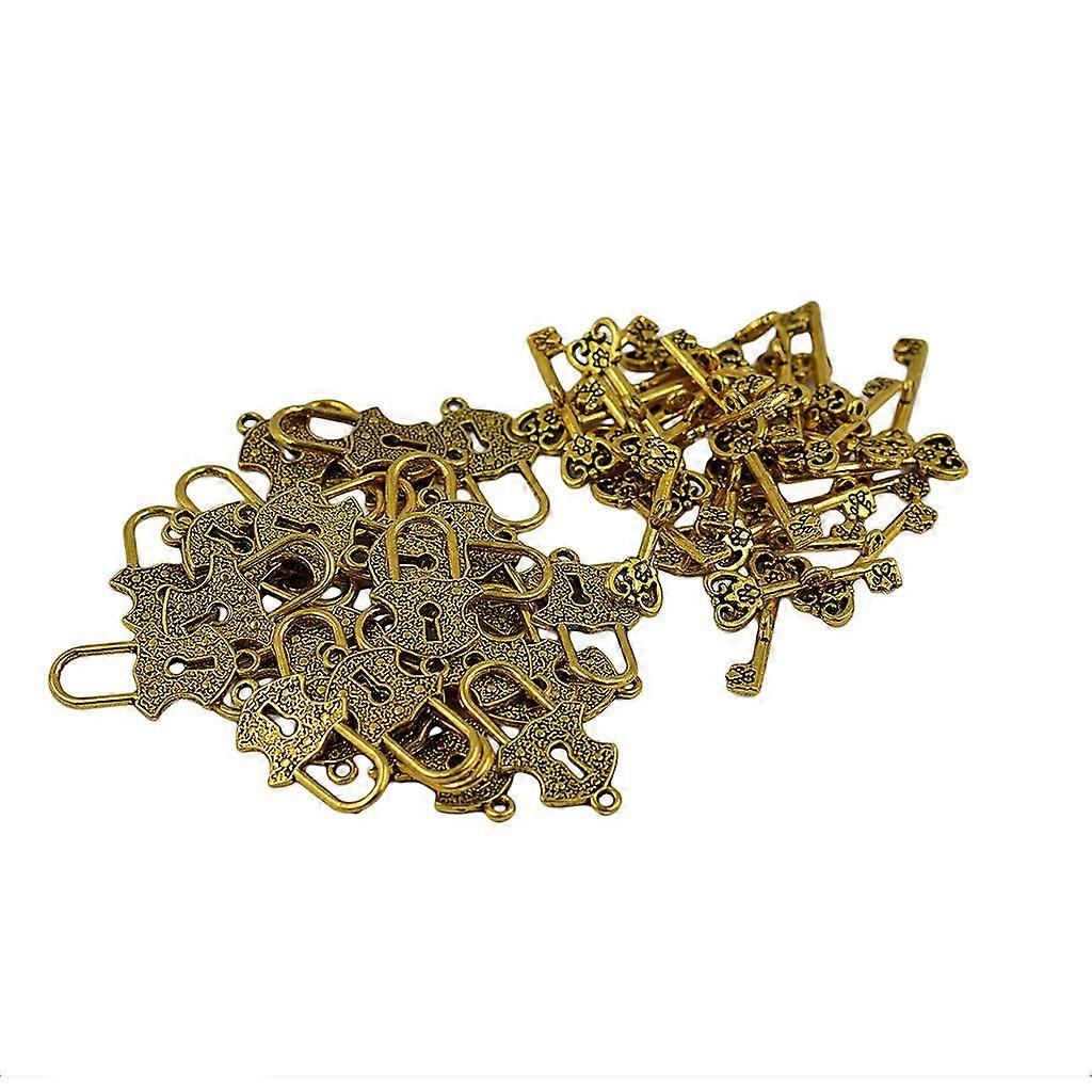 30Set of Filigree Key Lock Toggle Clasps Connector DIY Making Vintage Gold