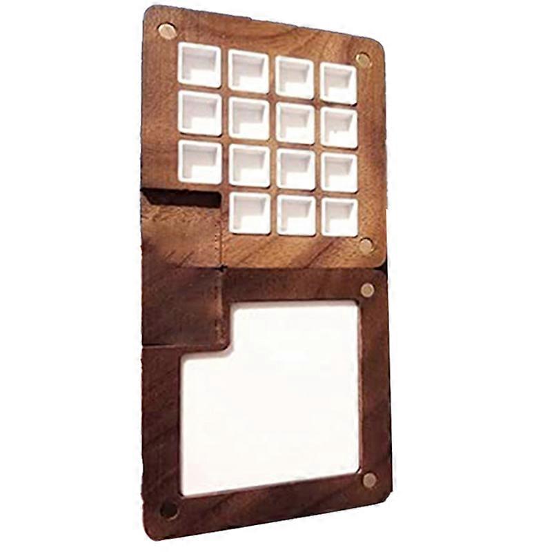 Portable Sketchbook Palette 15 Grids Wooden Mini Travel Paint Palette