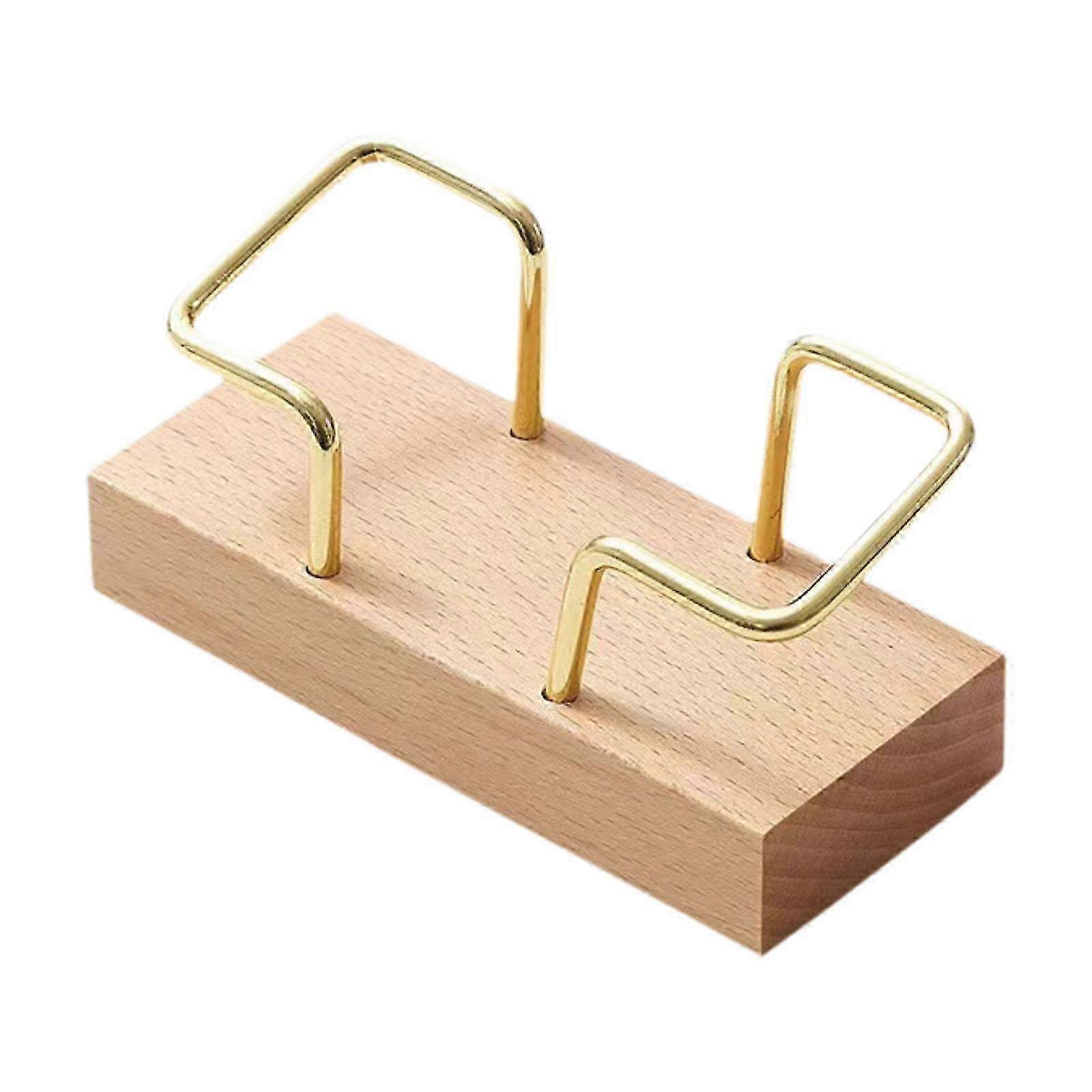 Desk Wooden Business Card Organizer 4.3x2inch Accessories for Receptions Multifunctional Tabletop Display Stand Brass Frame-color: Light Brown