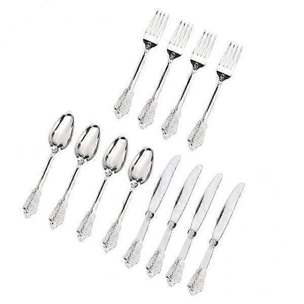 2xDisposable Cutlery Plastic Forks Spoons Knifes Party Decor Silverware Silver
