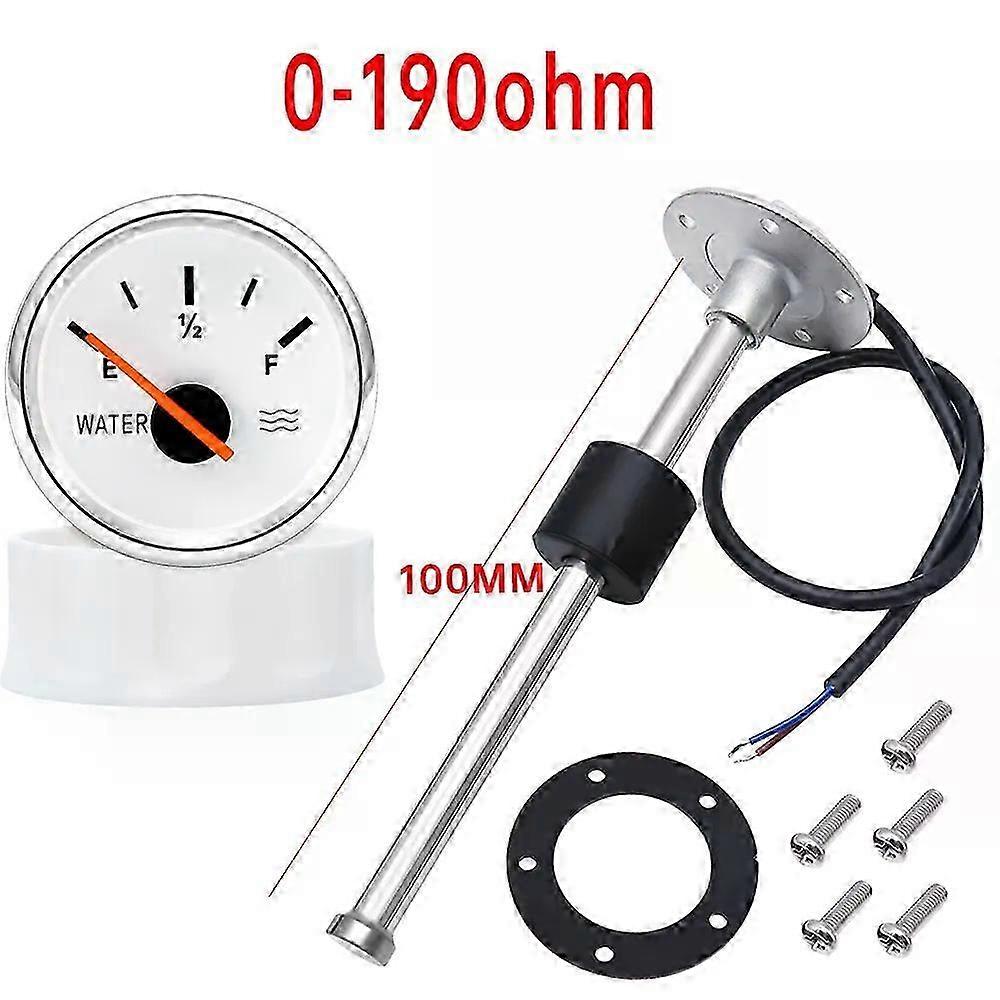 0~190ohm Car Water Level Gauge 52mm Water Level Meter Tank Indicator With 100mm-550mm Water Level Sensors For Car Boat 12v/24v