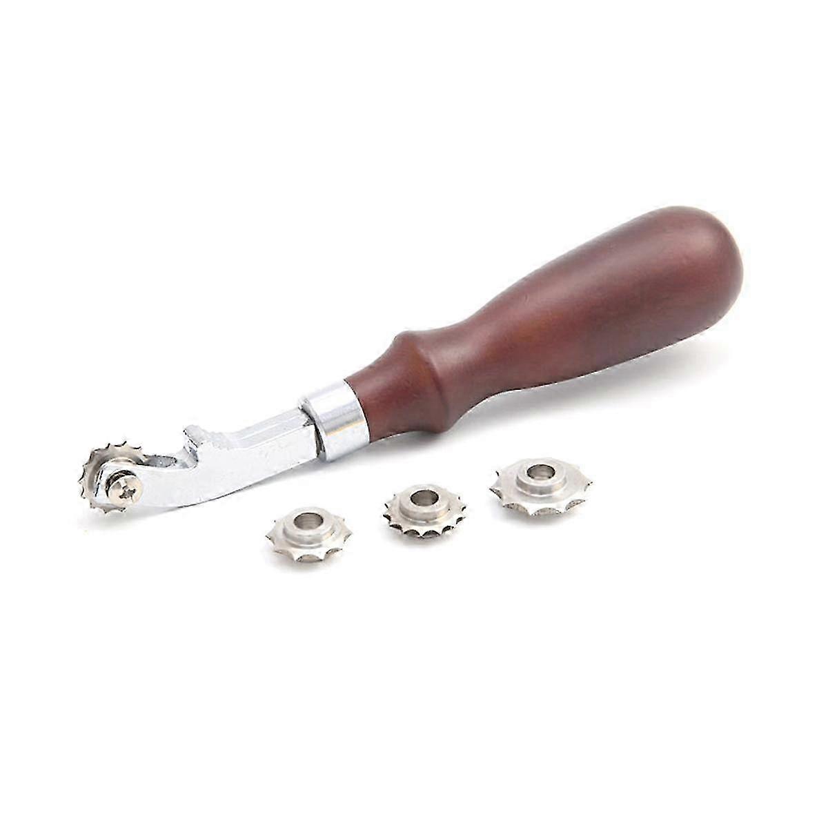 4-Wheel Leather Craft Tool with Adjustable Stitch Spacing & Round Cutting Wheel for DIY Leatherworking Projects