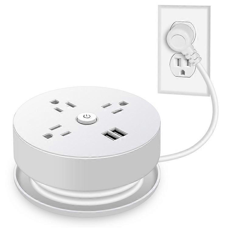 EL-13 3 AC + 2 USB Small Disc Shape Power Strip with 3.6ft Extension Cord, US Plug