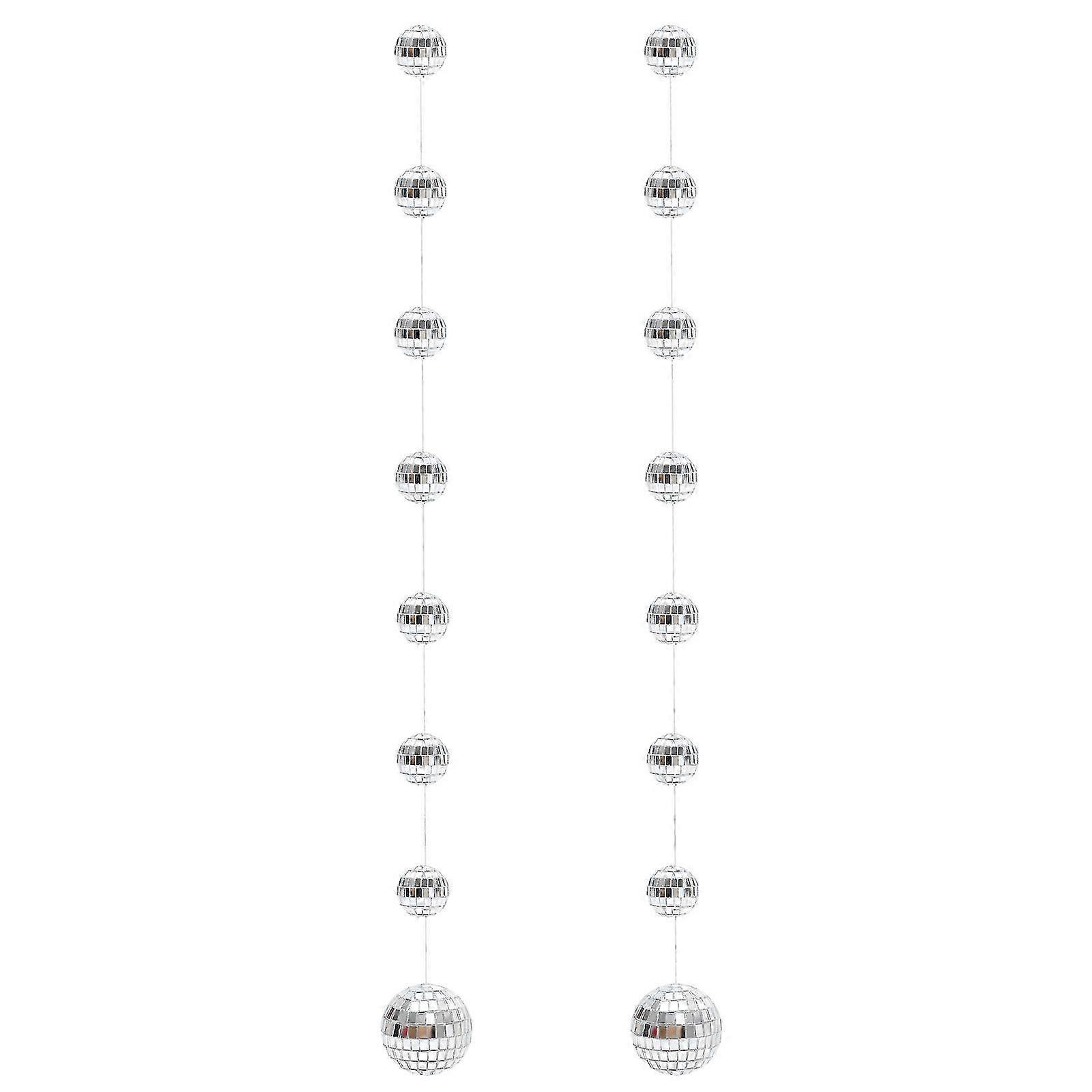 2 Strings Silver Disco Mirror Ball Party Decorations 150x5x5cm