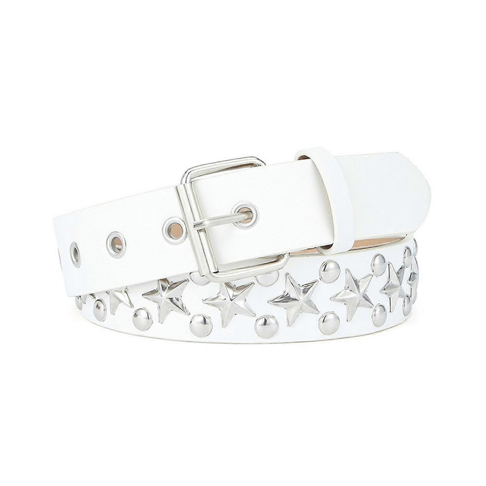 نجمة برشام ديكورات حزام الخصر مع مشبك للبالغين الشخصية بو أحزمة الخصر للنساء معطف اللباس قابل للتعديل طول أبيض