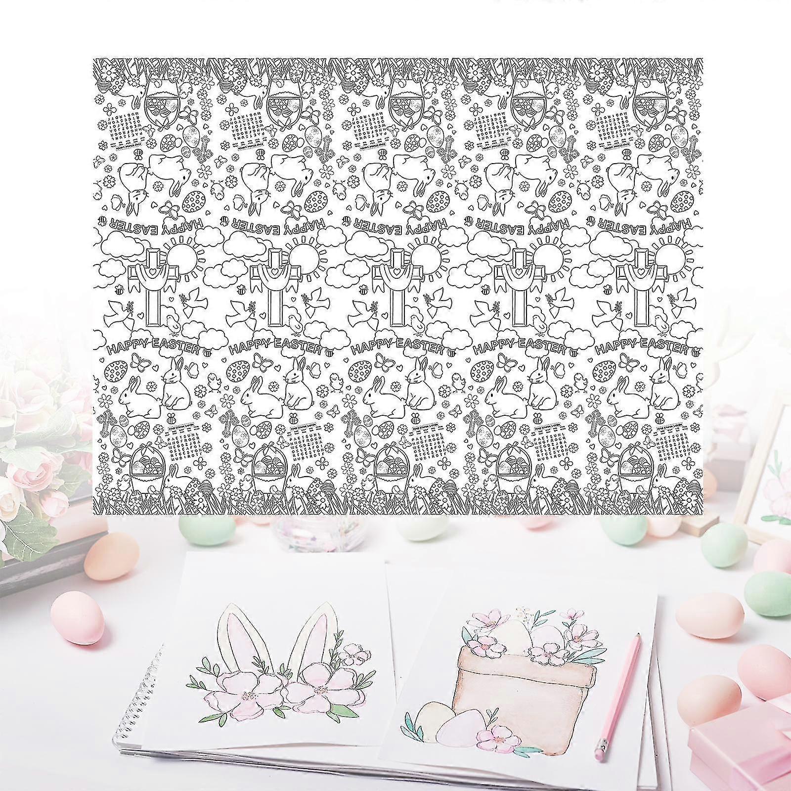 Giant Paper Coloring Tablecloth for Easter Decorations, Interactive Activity Cover for Crafts