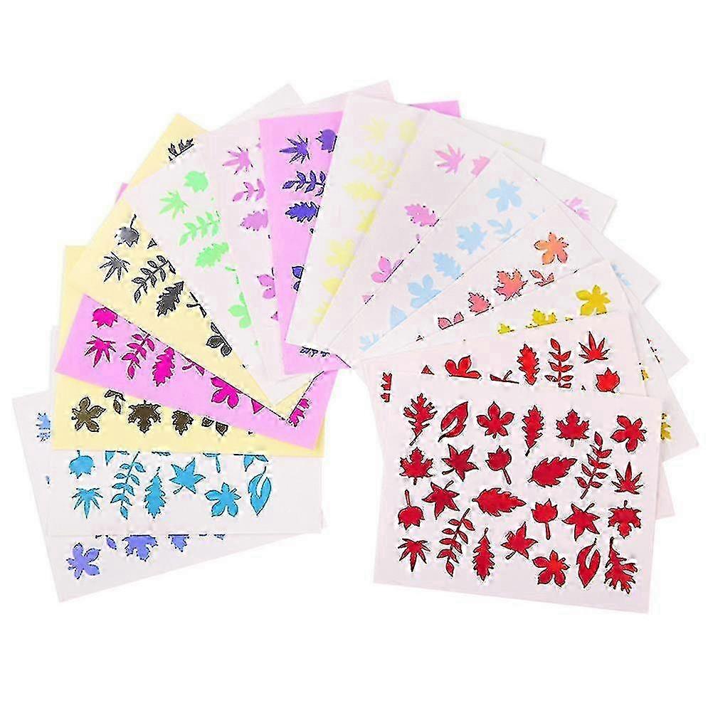 16 Sheets of Autumn-Themed Nail Tip Decal Stickers Featuring Falling Leaves in Maple Leaf Design for Manicure