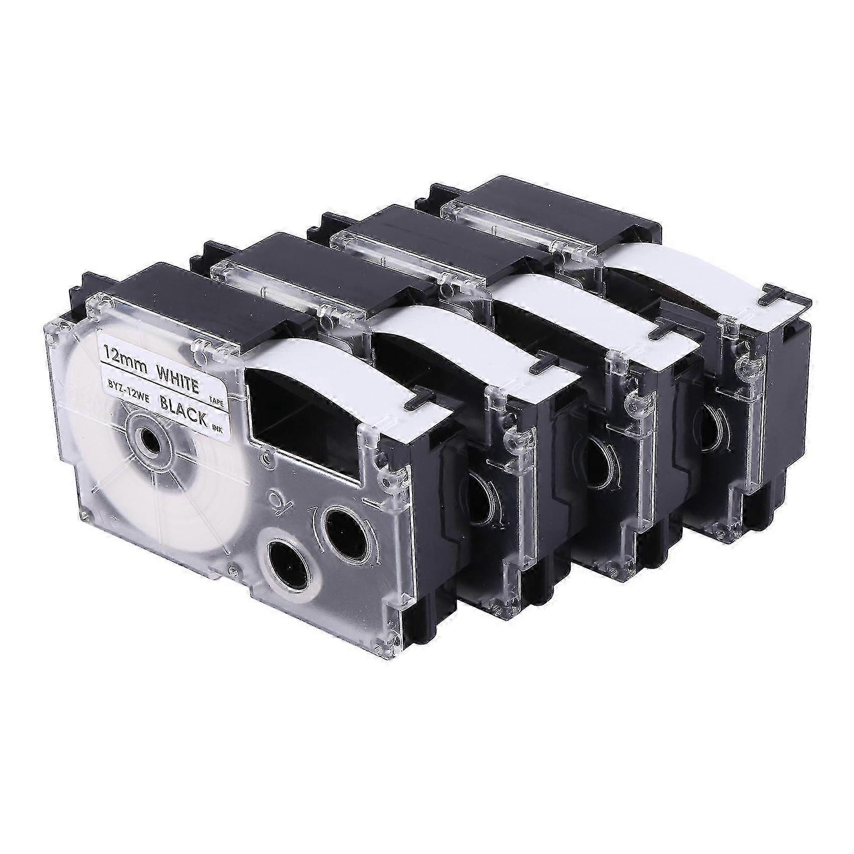 4 Pack 12mm Black On White Label Tape Compatible With Certain Label Makers KL1500 KL2000 KL7000 KL7200 -100 KL120 KL60