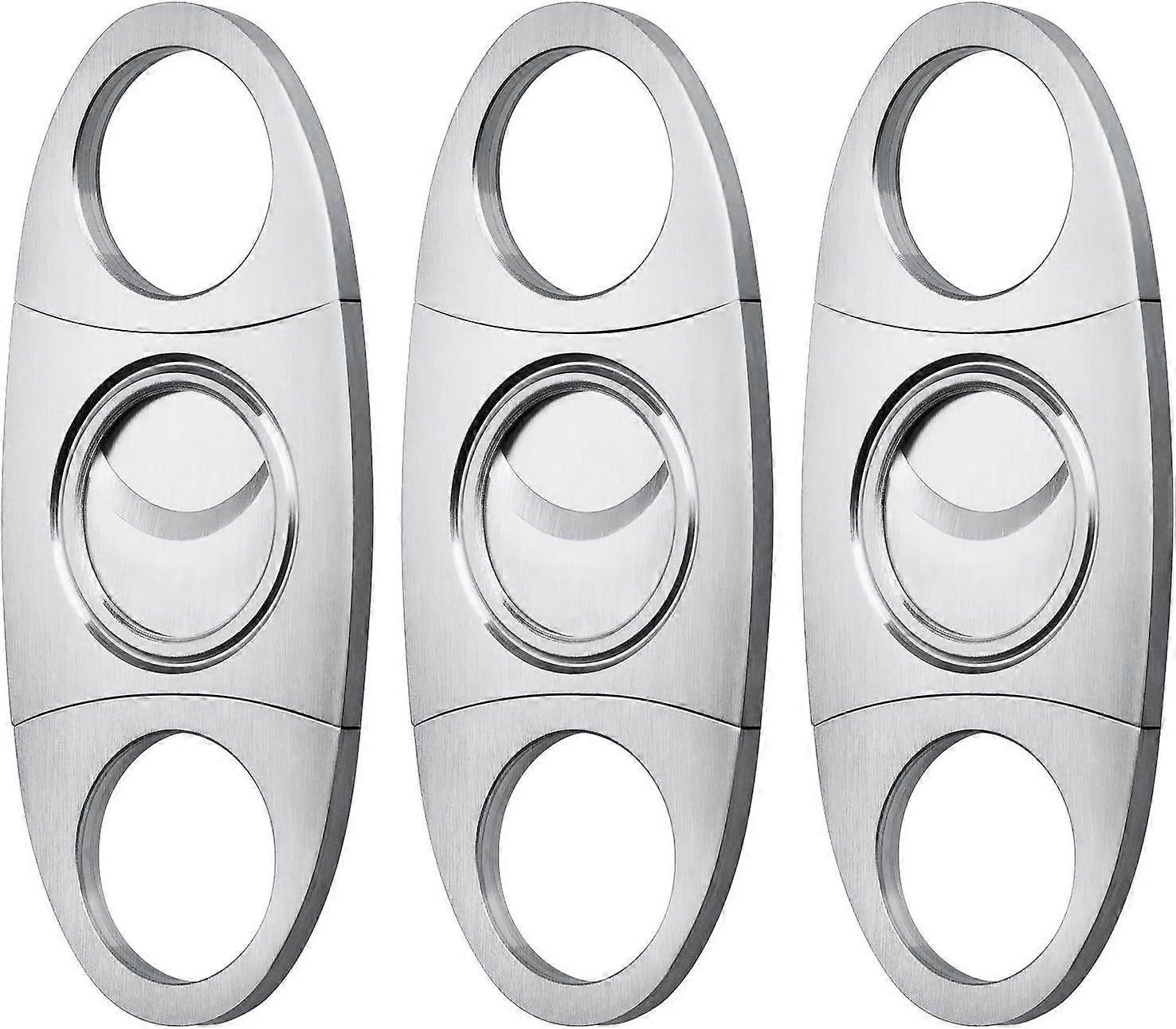 Sigarkutter, Rustfritt Stål Dobbel Edge Sigarkutter, 3 Stk, Bursdagsgave For Menn