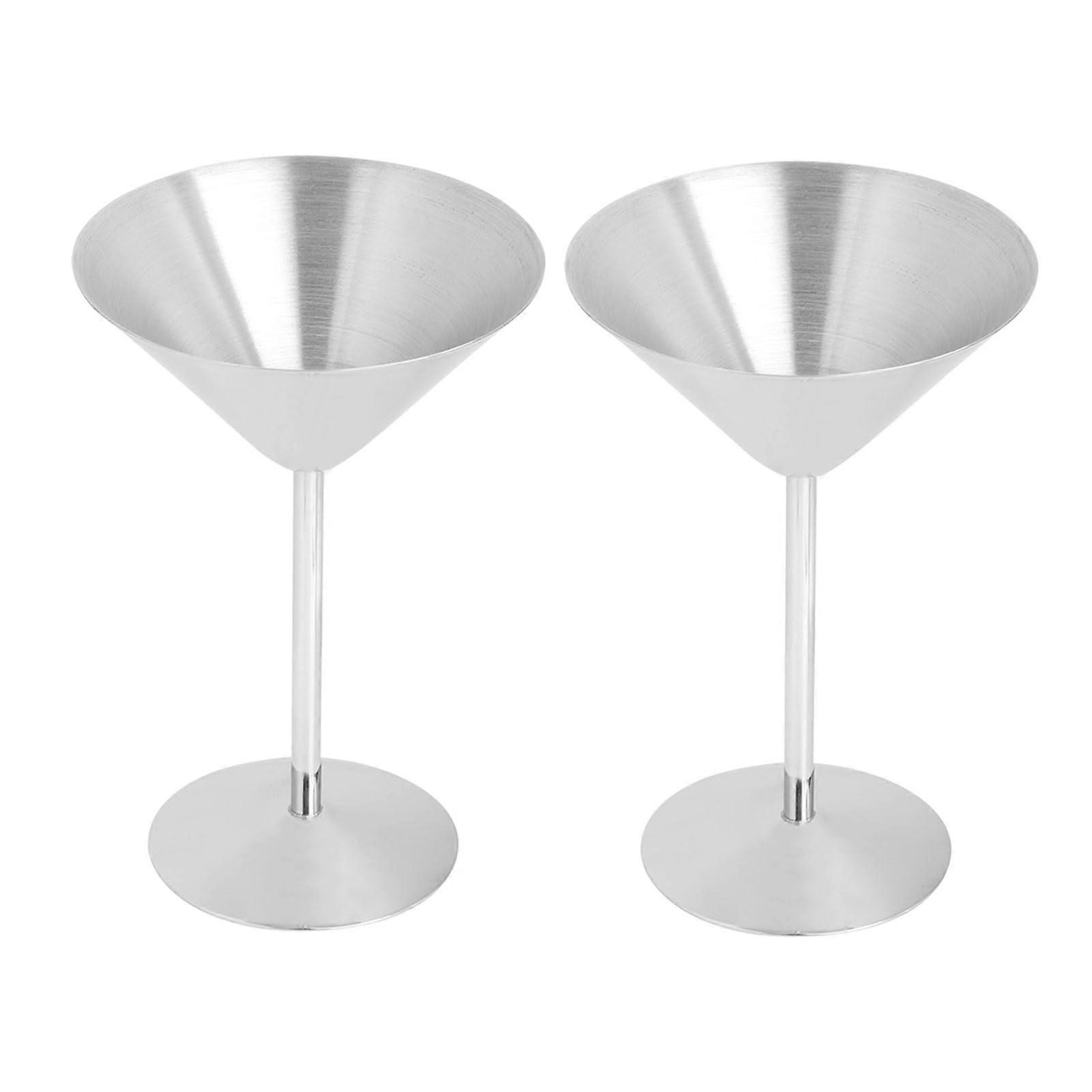 Stainless Steel Martini Glasses Set of 2, Unbreakable Metal Wine Glasses for Bar, Reusable Drinkware, Modern Design