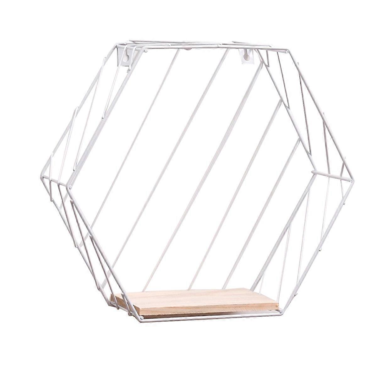 Unique Floating Shelves Hexagonal Wall Mounting Partition White S 1Set
