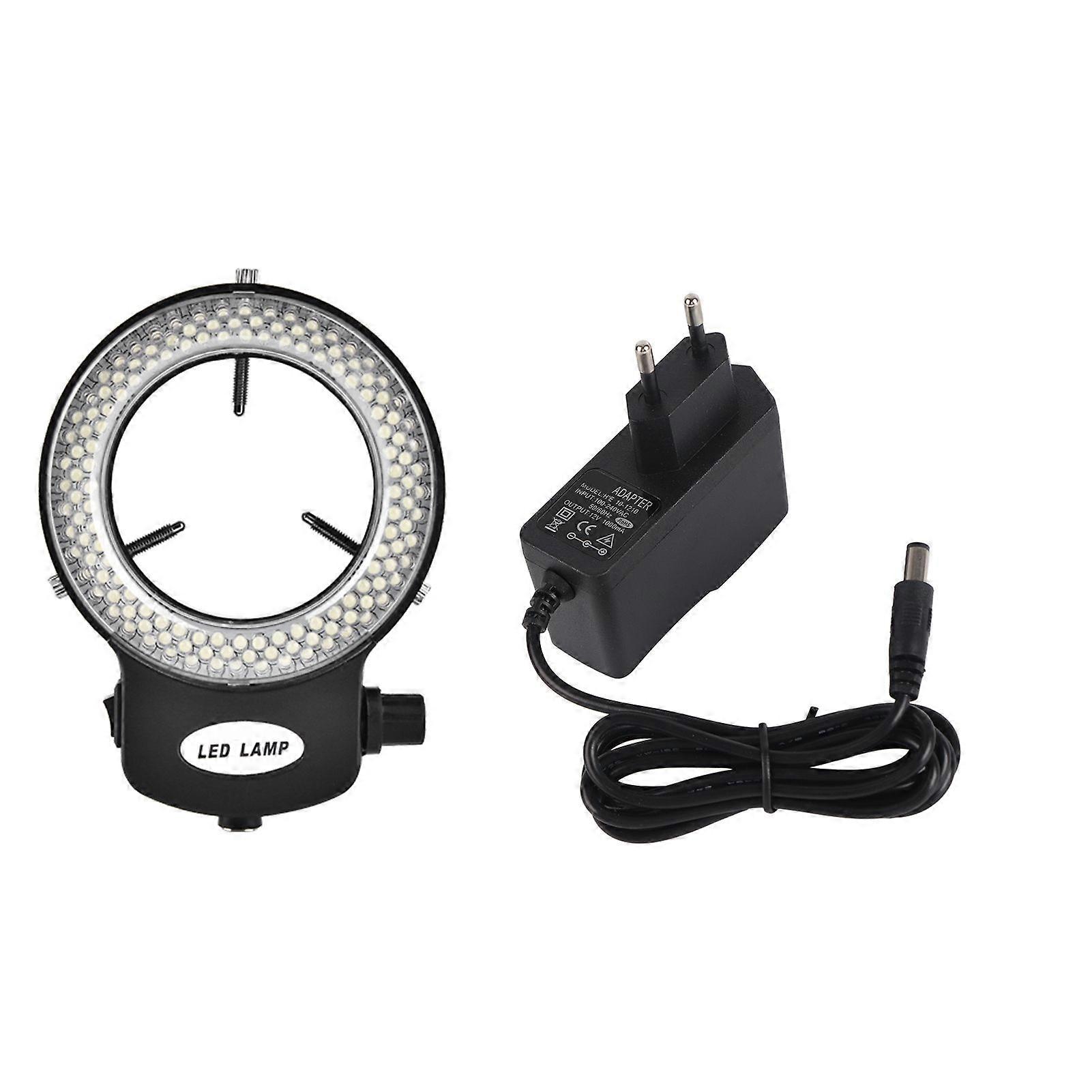 Microscope Camera 144 LED Beads Light Source Brightness Adjustable Ring Lamp EU Plug 110-220V (White)