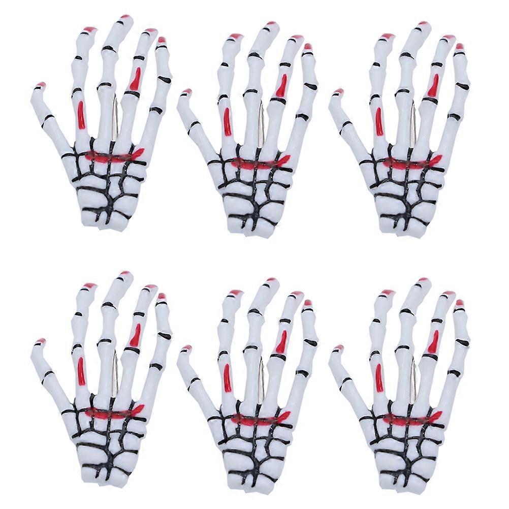 Halloween Headpiece Spooky Clips Hand Bone Shape White Style 8Set