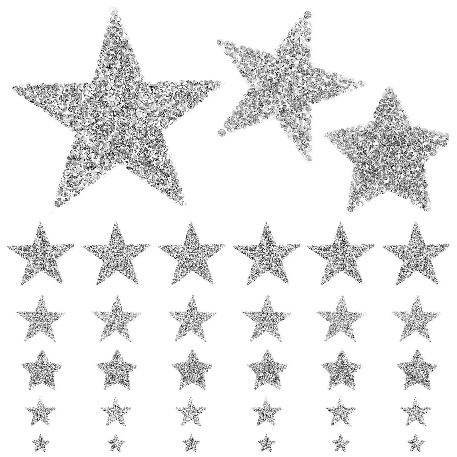 Clothes Diy Patches Star Patches Heat and Iron Adhesive Silver 8x8cm 50Pack