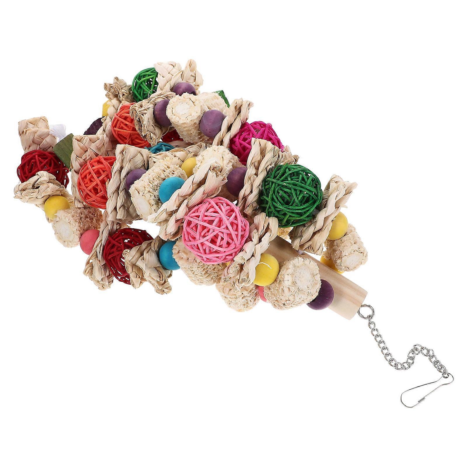 Bird Wooden Foraging Toy Multi for Kids Playing with Beak Health Bird Hanging Plaything