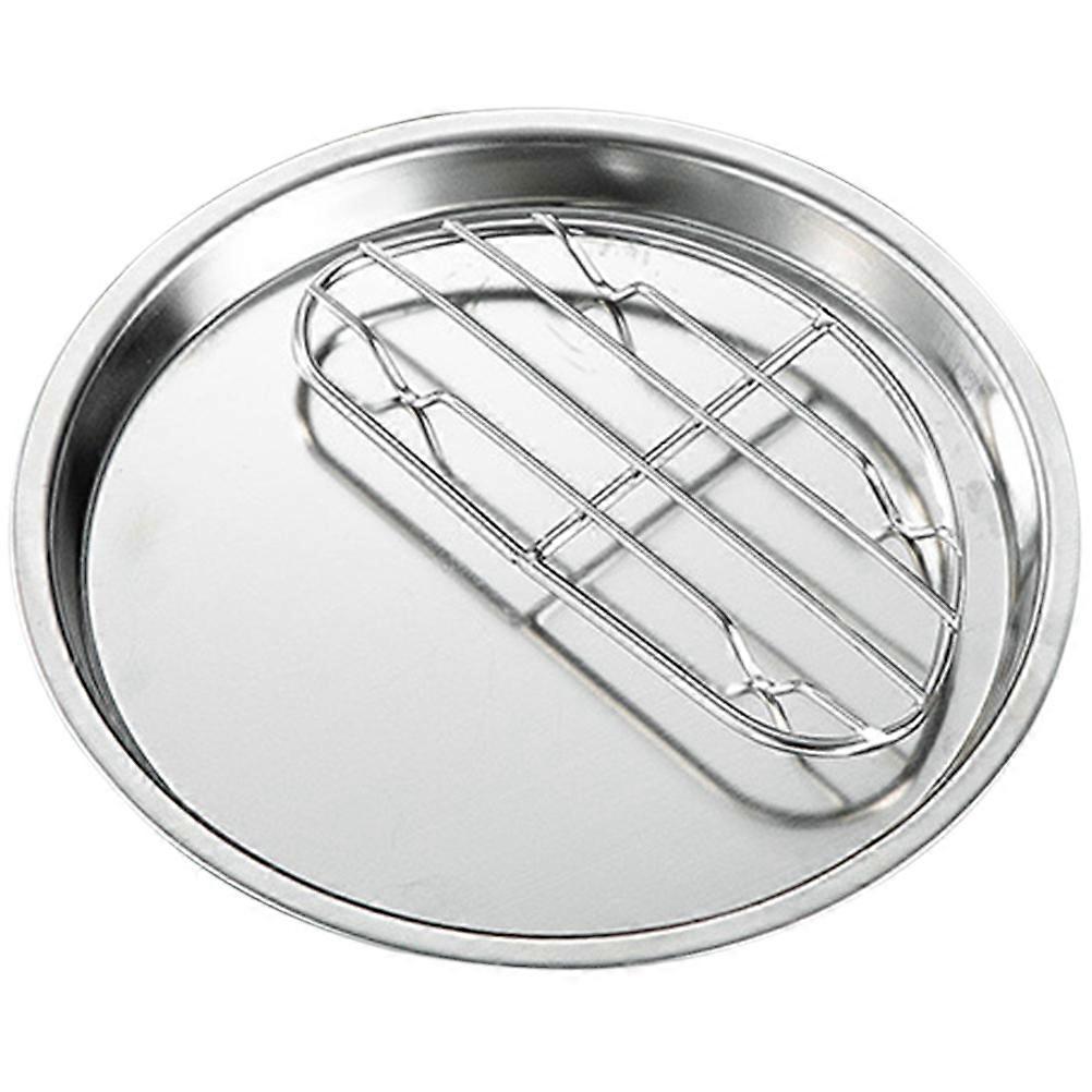 Stainless Steel Oil Drain Plate Food Serving Tray with Grease Strainer for Fried Chicken, French Fries, Snacks, Barbecue, and Fruit – Home and