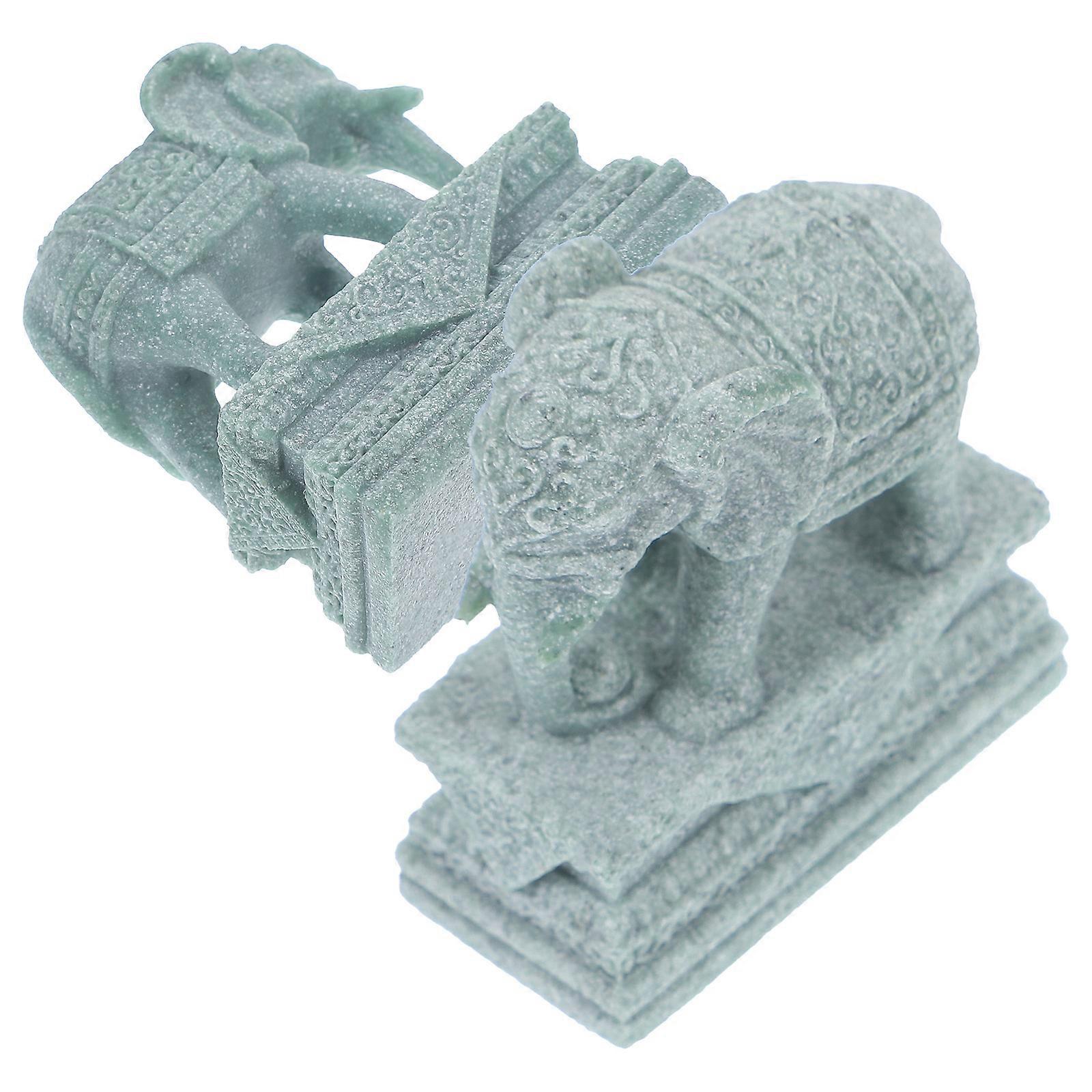 Miniature Elephant Statue Sandstone Elephant Crafts For Garden Decoration Realistic Model Grey 5.00X5.00X2.30CM 1 Pair