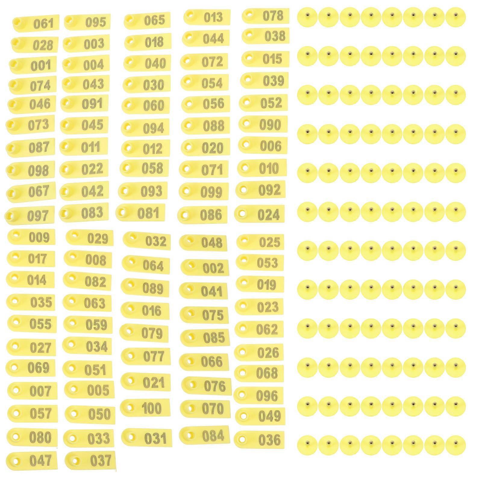 Yellow Plastic Livestock ID Tags for Cattle Marking 100pcs Clear Fadeless Printing