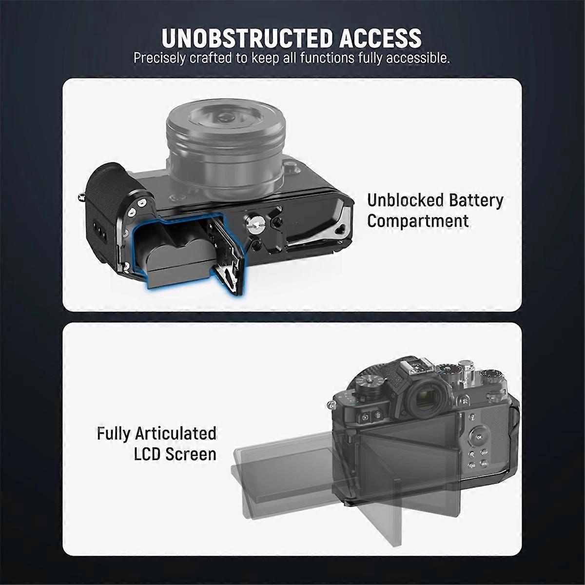 Handgrip L Shape Leather Grip for Retro Formfitting Thin Camera Mounting Baseplate with Built in Ha