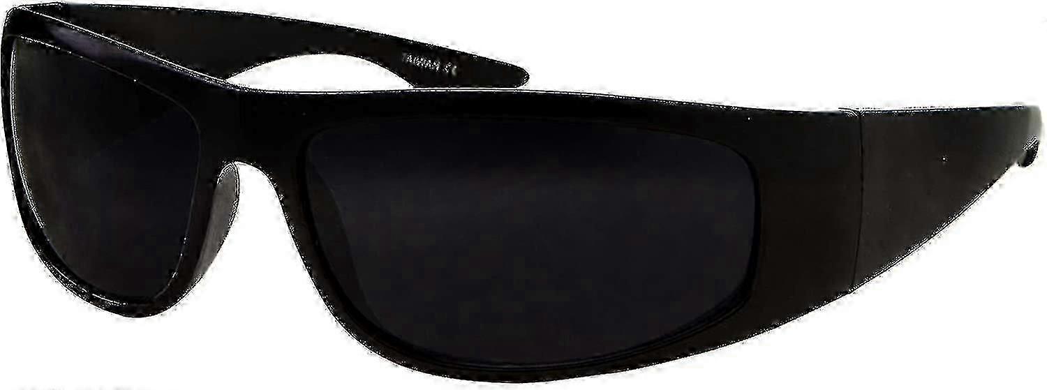 Super Dark Lens Zwarte Zonnebril | Biker stijl rijder | Wikkel Rond Frame Tw