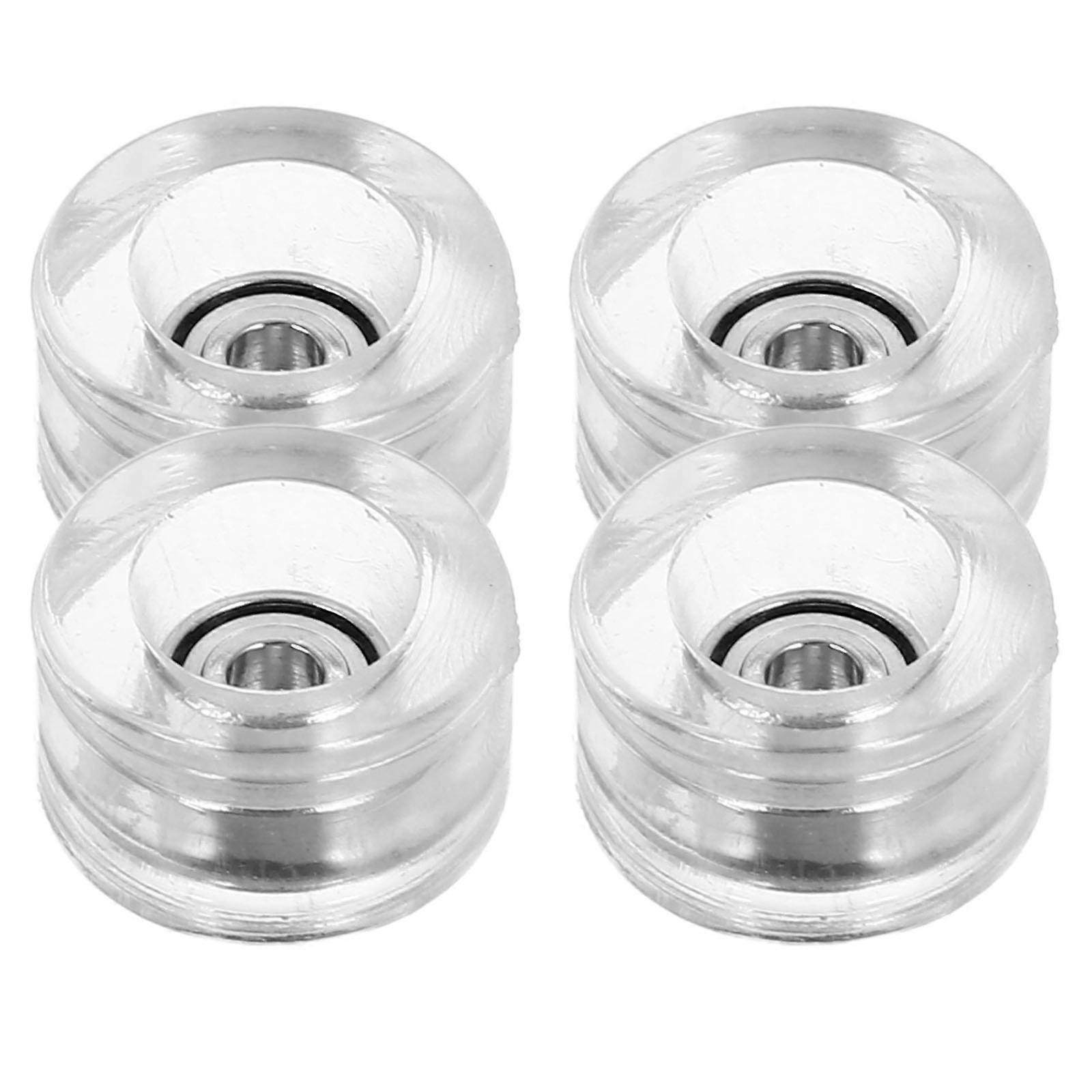 Transparent Finger Skateboard Wheels Set with Highspeed Bearings – Lightweight Smooth Rolling Mini Skateboard Repair Parts for Professional