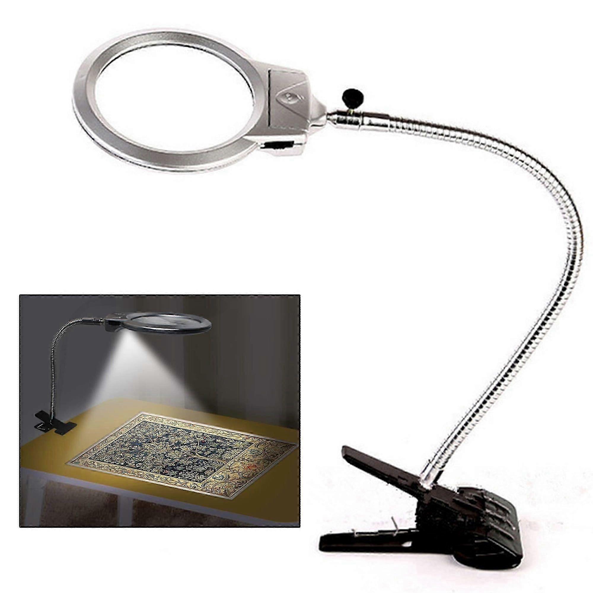 2.25x/5x Desktop Metal Magnifier with LED Light for Reading, Crafts, Jewelry