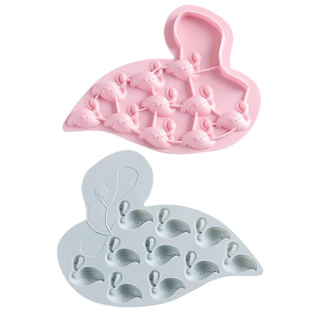 Mini Ice Tray Flamingo Shape Ice Cream Mold Portable For Use Pink 2Pcs
