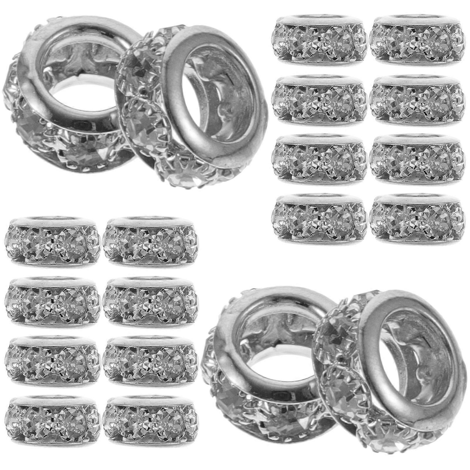 20pcs Rhinestone Inlaid Rondelle Spacer Beads for DIY Jewelry Making – Ideal for Bracelets, Necklaces & Craft Projects – Shiny Finish