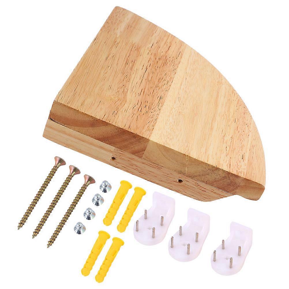 Small Corner Shelf Solid Wood Floating Wall Shelf For Bathroom Storage 22.00X22.00X4.00CM Rustic Style 1Set